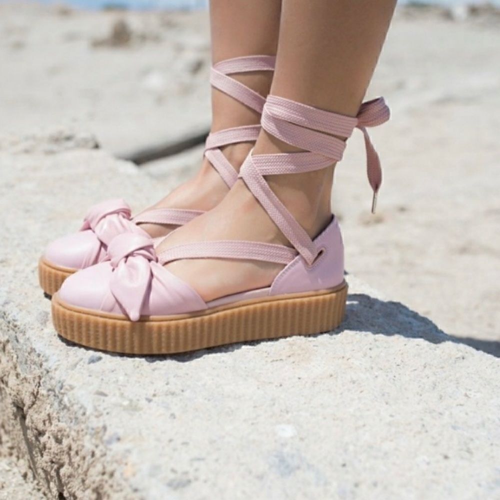 FENTY X PUMA Leather Bow Accents Mules Size 8